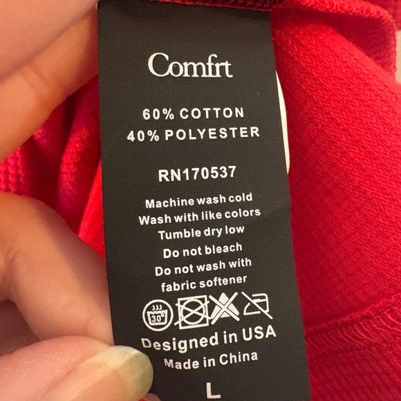 Comfrt Waffle Knit Lounge Set Size Large Red Matching Top Shorts 2 Piece NWOT - Picture 7 of 15